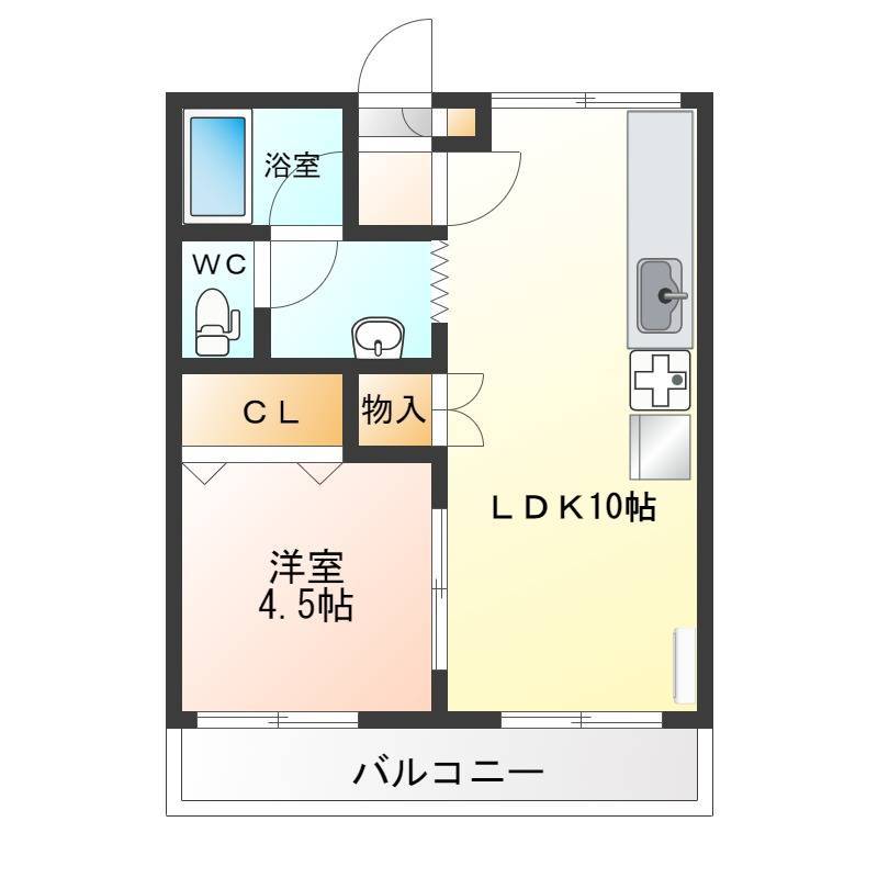 間取りは1 LDK で快適にお過ごしできます。