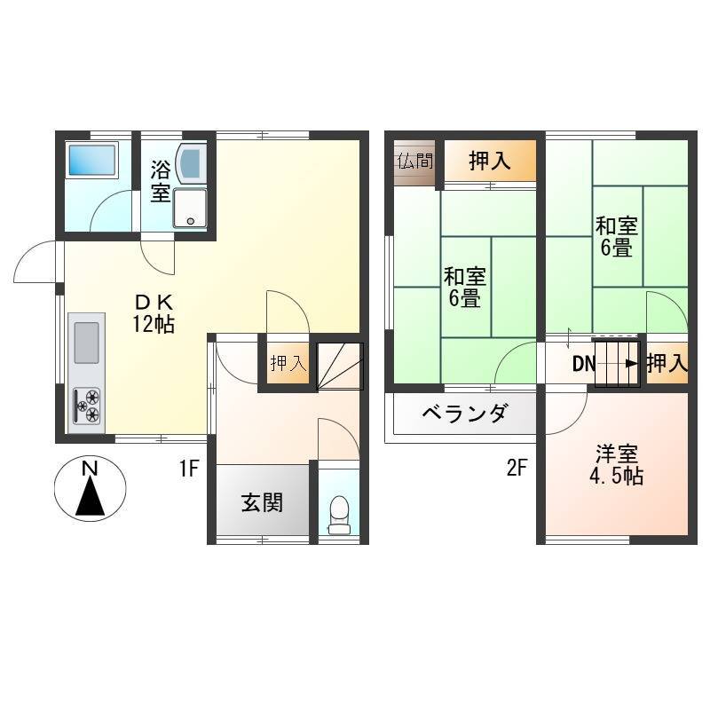 １階に広いＬＤＫ
２階は独立３部屋