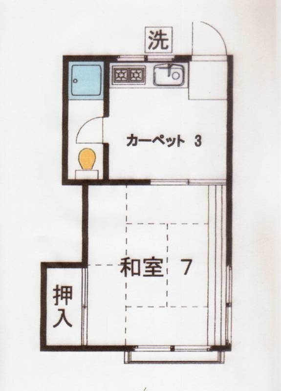 南、東2面窓。101は同間取りフローリング。