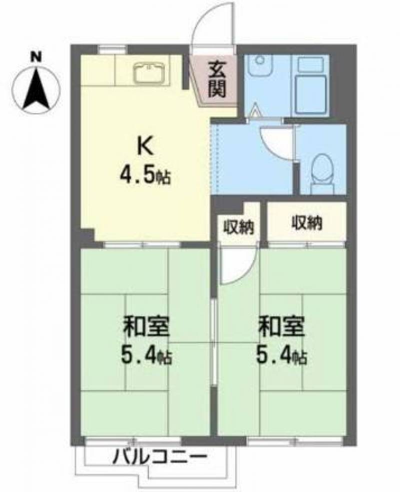 バス・トイレ別・独立洗面台の２Ｋのお部屋です。