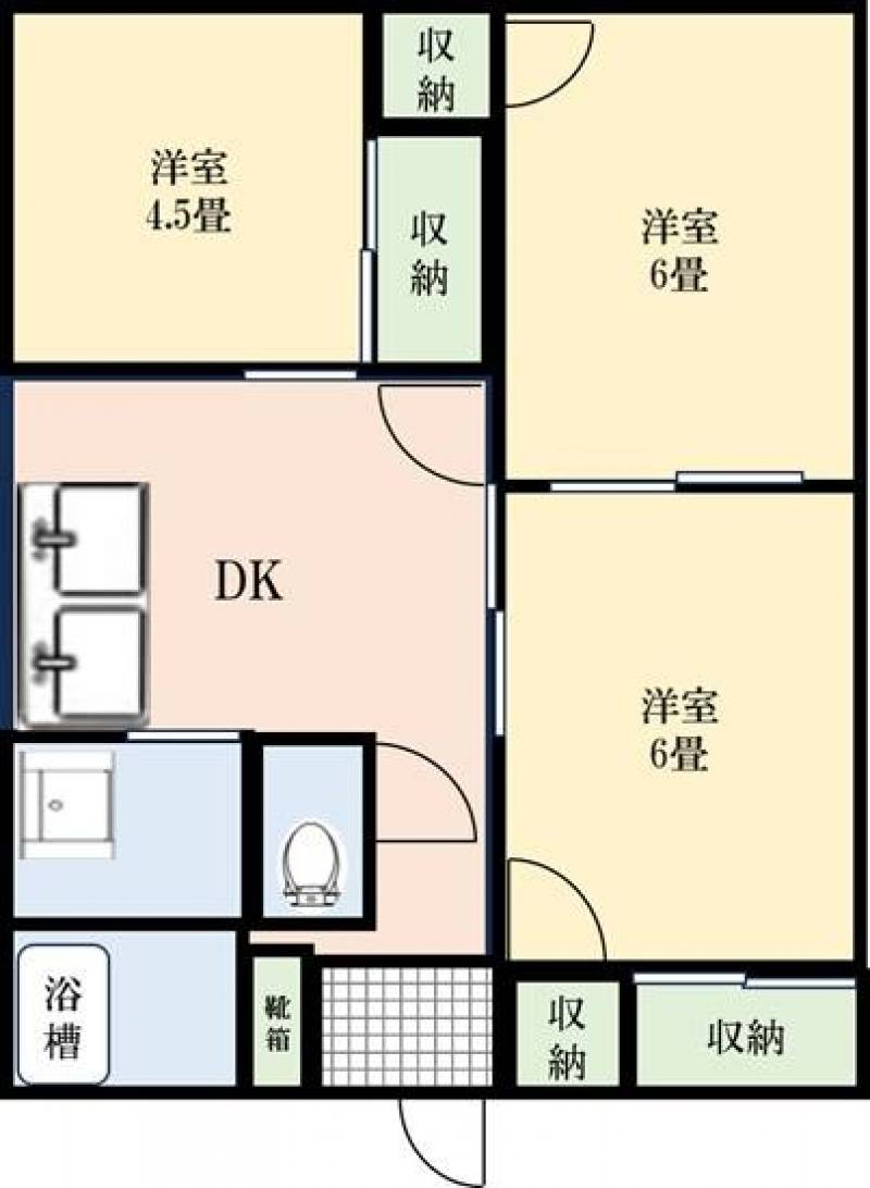 居室3部屋と広々とお使いいただけます。