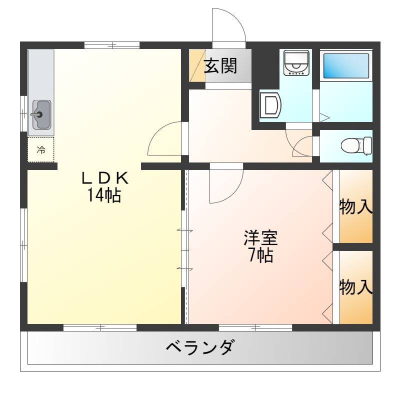 ５０ｍ２弱の１ＬＤＫです。