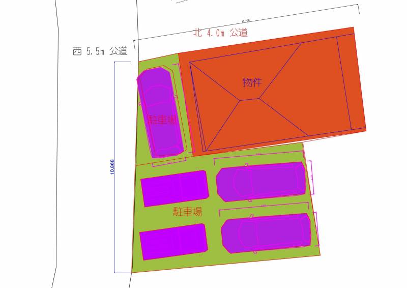 広い駐車場で来客も安心です。