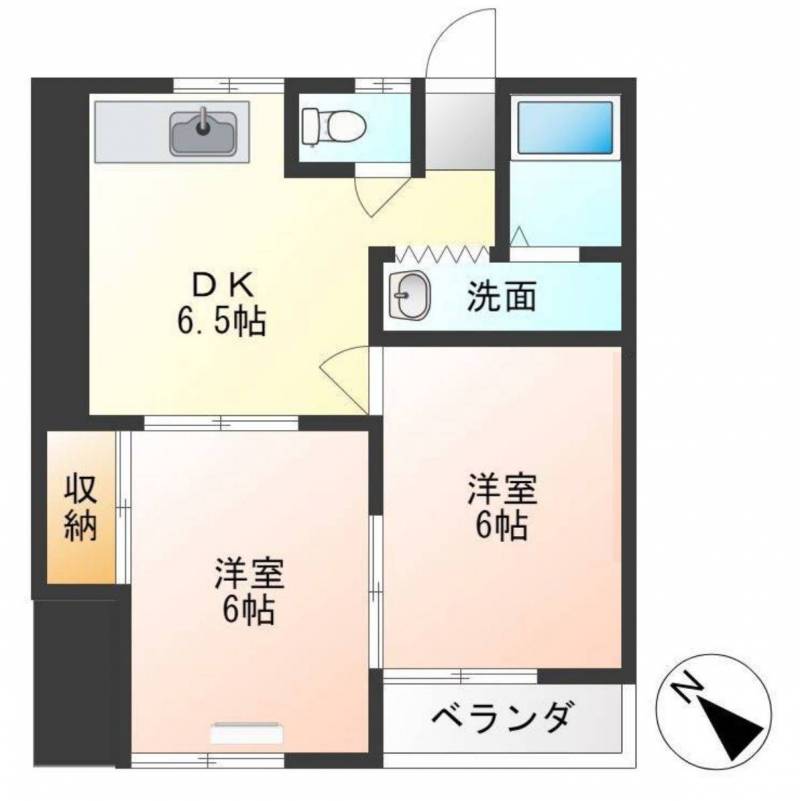 使いやすい振り分けタイプの２DKのお部屋となります！