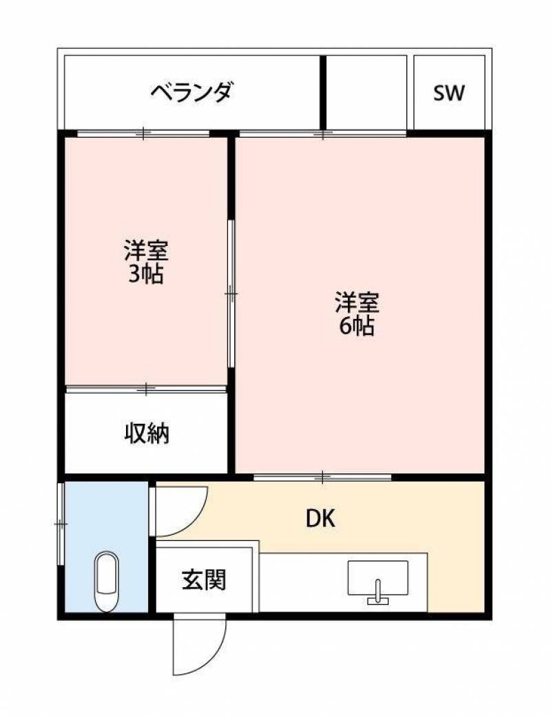 1人暮らしに十分な間取りです。2人入居も可