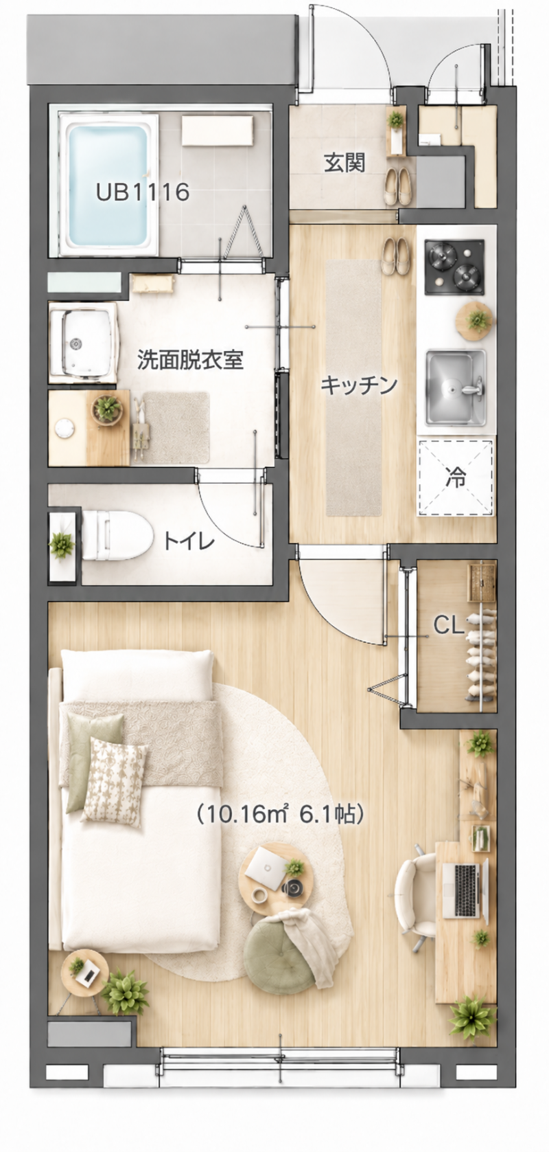 家具を置いた場合のイメージ間取り図