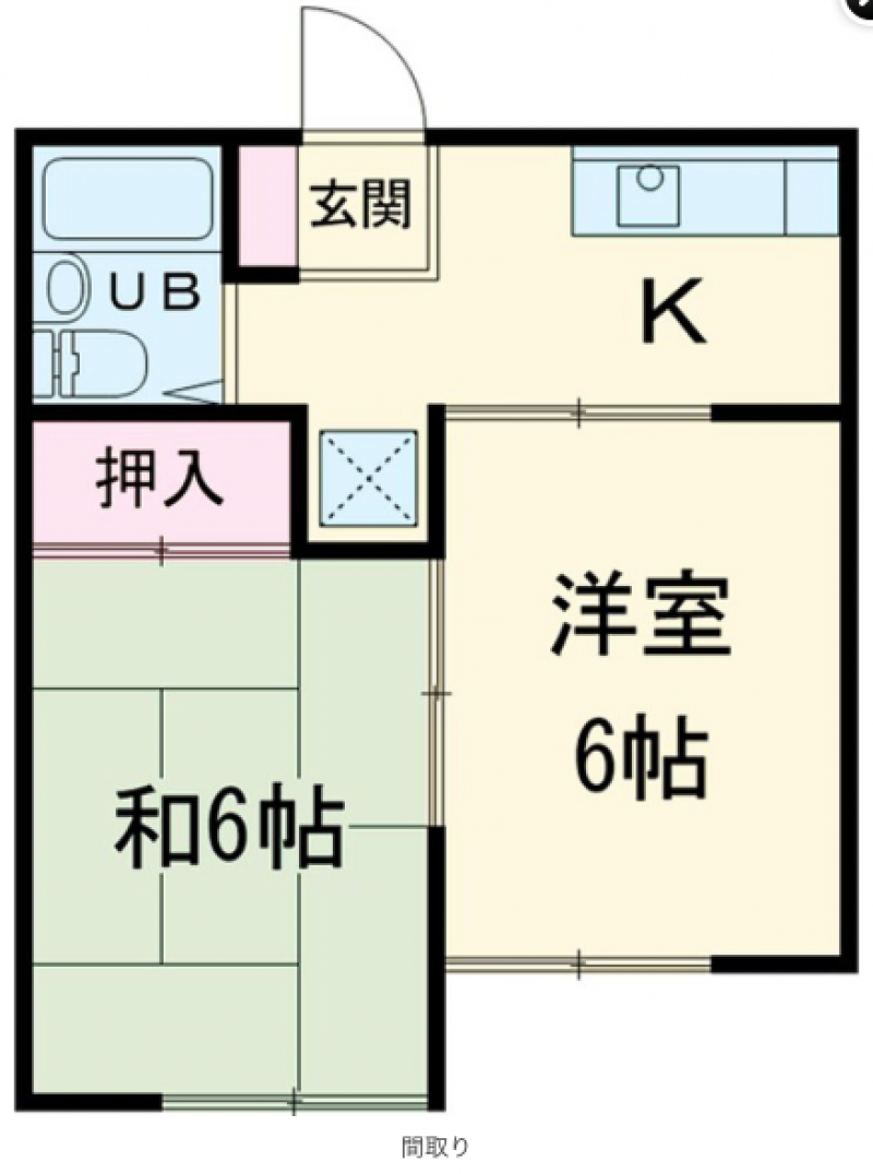 反転タイプ、2階角部屋です