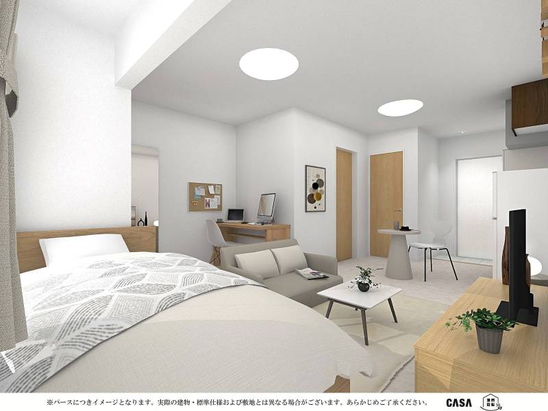 ワンルーム201号室のイメージパースです