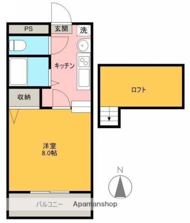 8帖洋室に広々ロフトが付いているので便利で快適♪