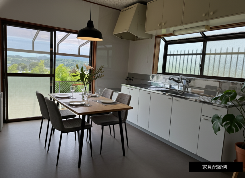ダイニングキッチンのレイアウト例です。家具は含みません。