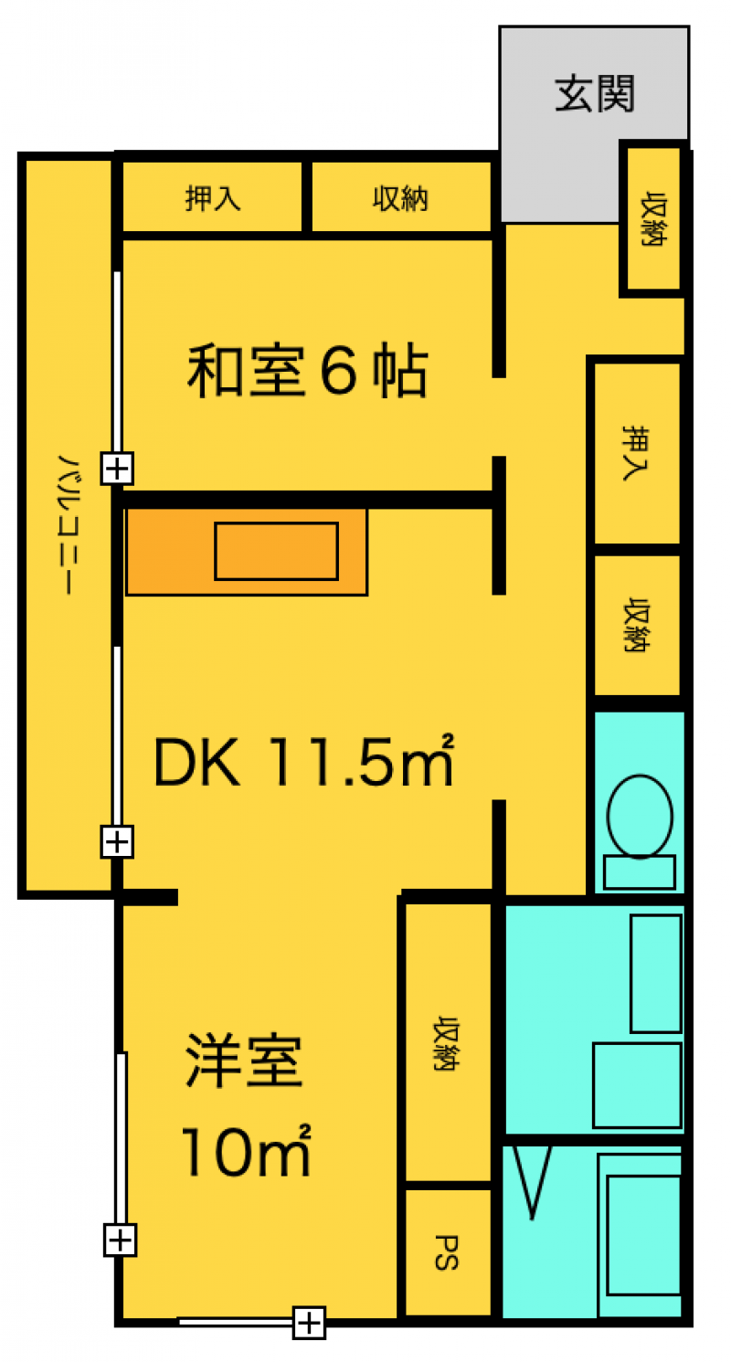 収納もたっぷりの2DKです