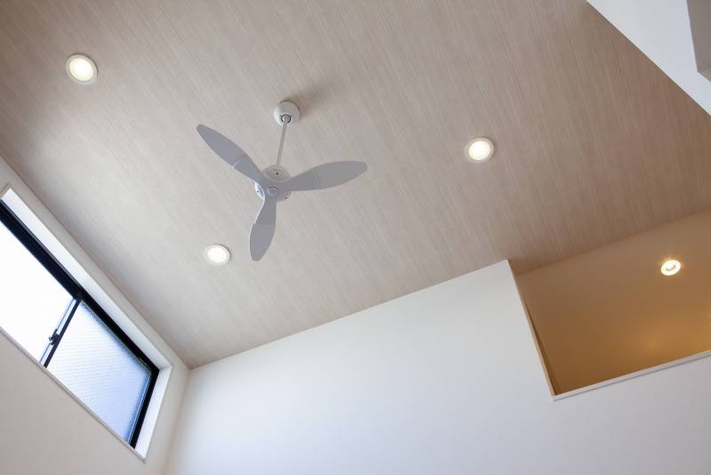205号室は黒いシーリングファンでカッコいい！
