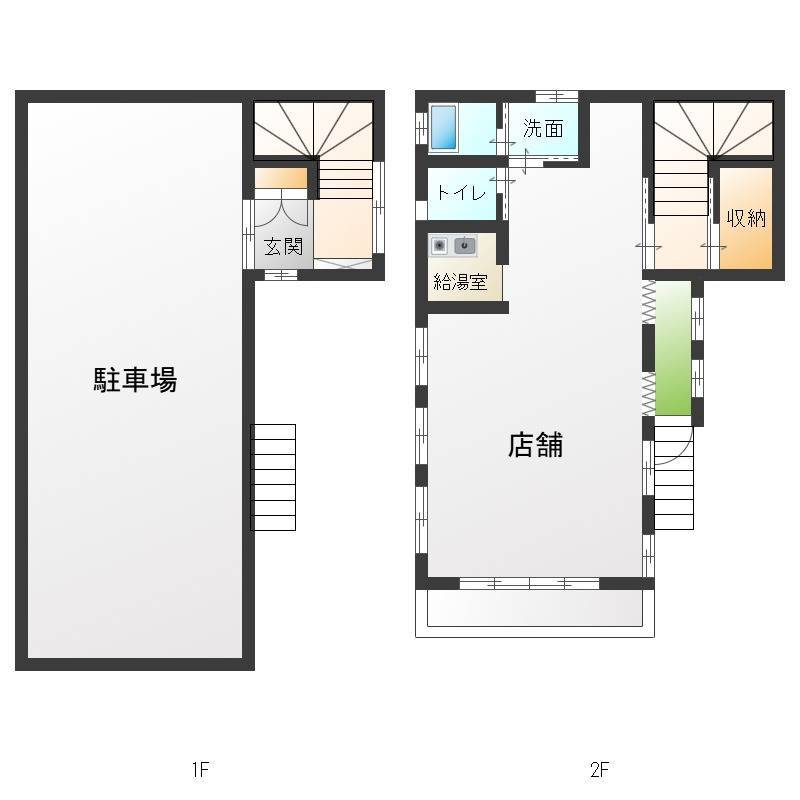 ２階がメインフロアです