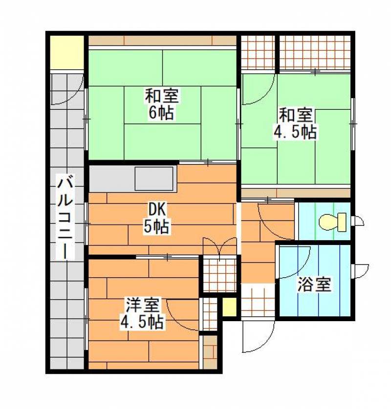 洋室&times;１、和室&times;２