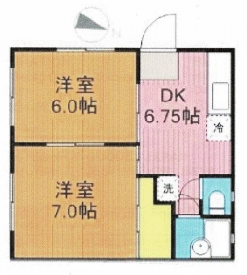 ２DK 角部屋で日当たりが良く解放感があります