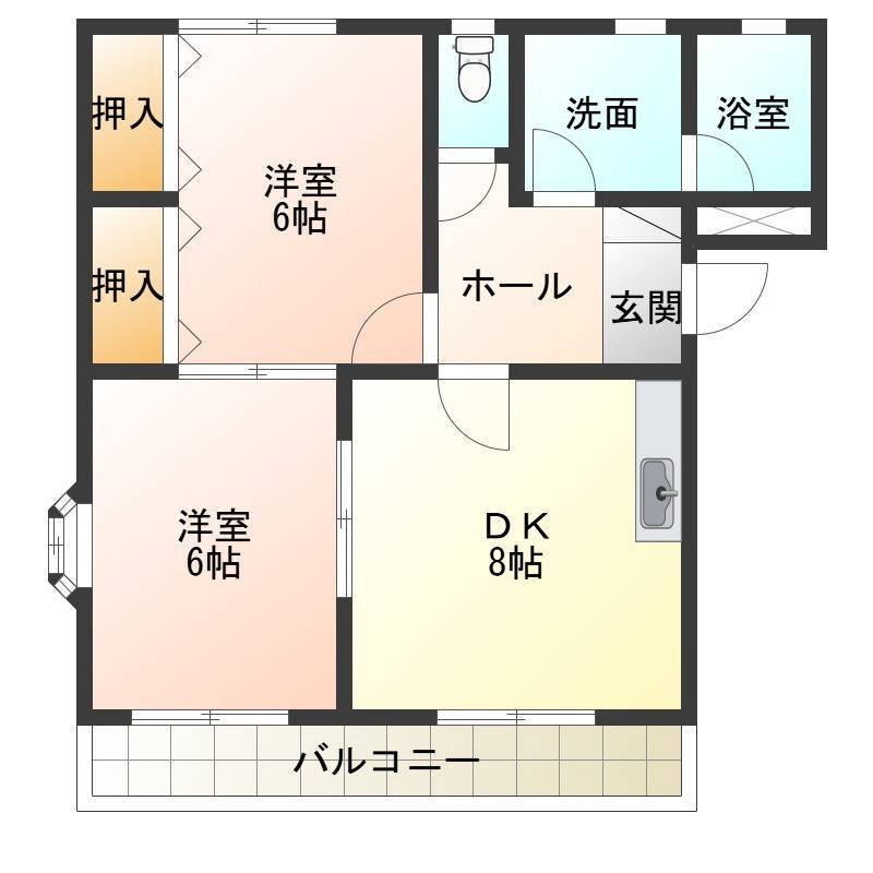 全部屋フローリング、南向きの角部屋です。