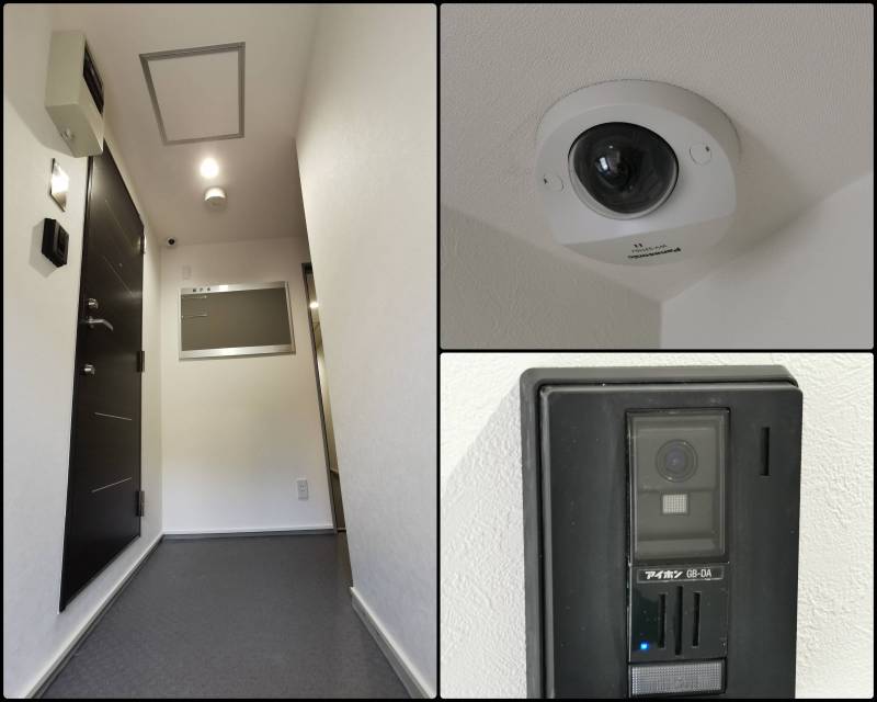 廊下、防犯カメラ、インターホン(録画機能付)