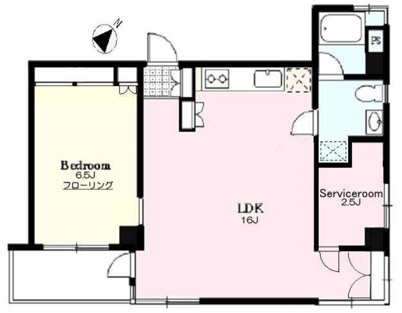 東南、南西の角部屋の1SLDK、明るく解放感