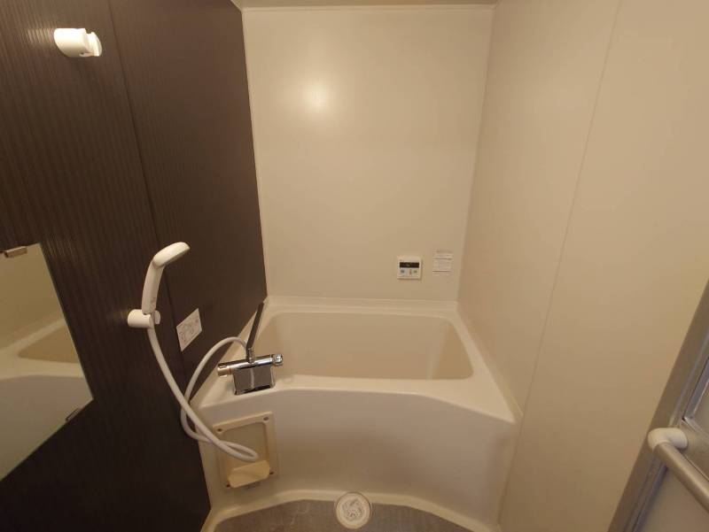 大きめの浴槽です。サーモ付き混合栓です。