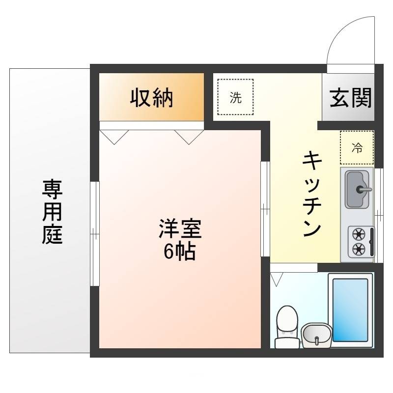 間取図〜洋室１Ｋ