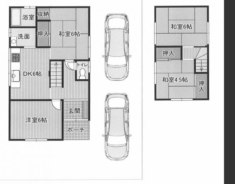 ４DK＋駐車場２台分の広々した２階建て戸建てとなります