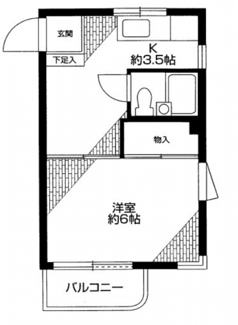 広い間取りの1K