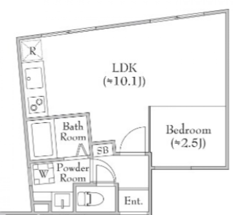 30㎡弱の使いやすい1LDKです。