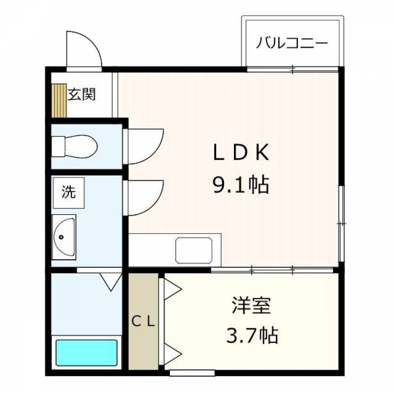 LDK9.1帖＋洋室3.7帖の使いやすい1LDK♪