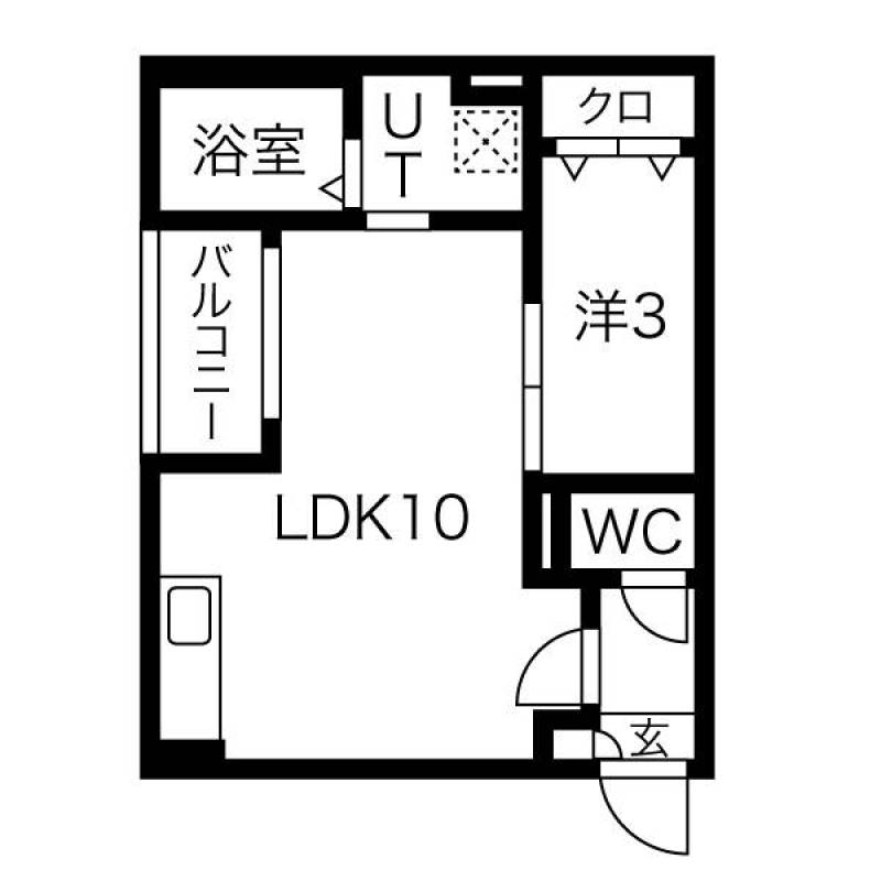 1LDKの間取りです。