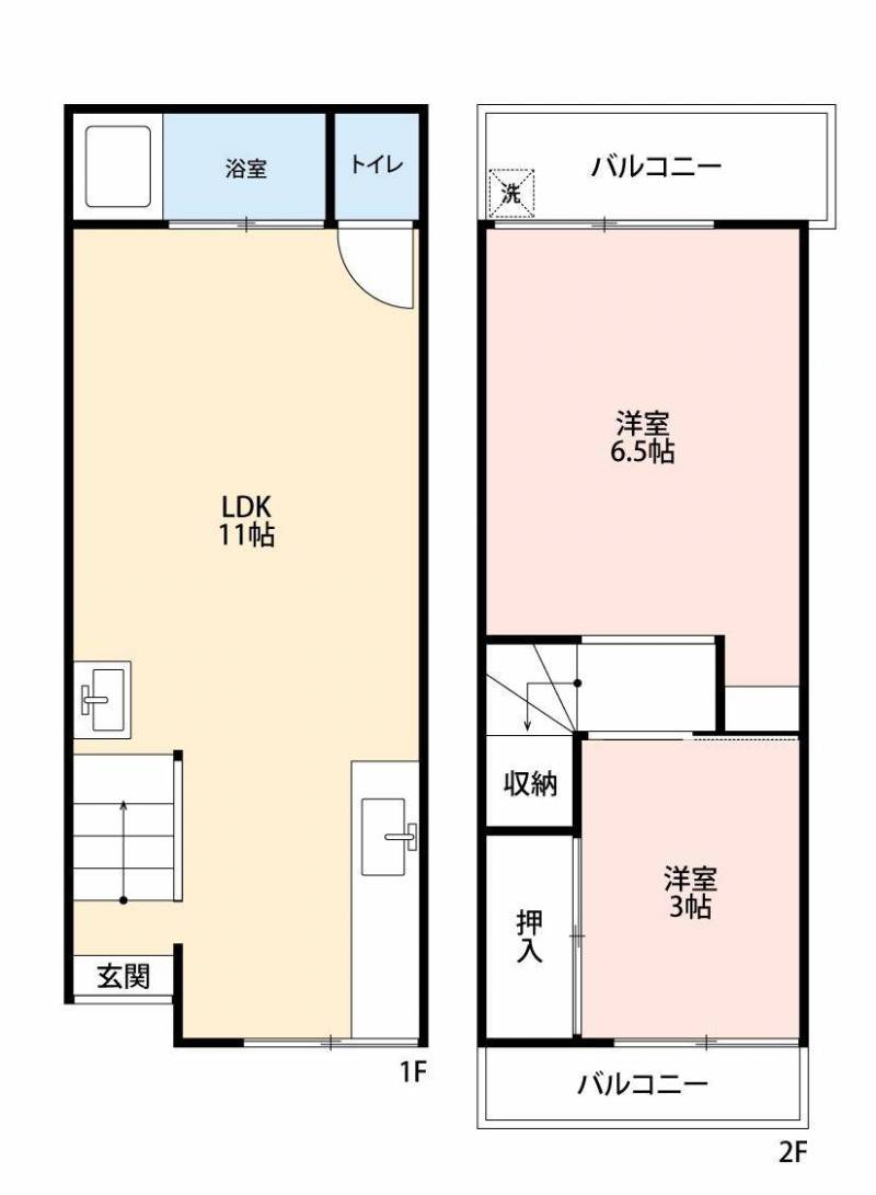 2LDK、エアコン2台付き、静かな住宅地です。