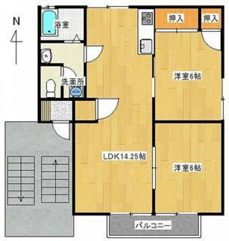 ２LDK、全室洋室です