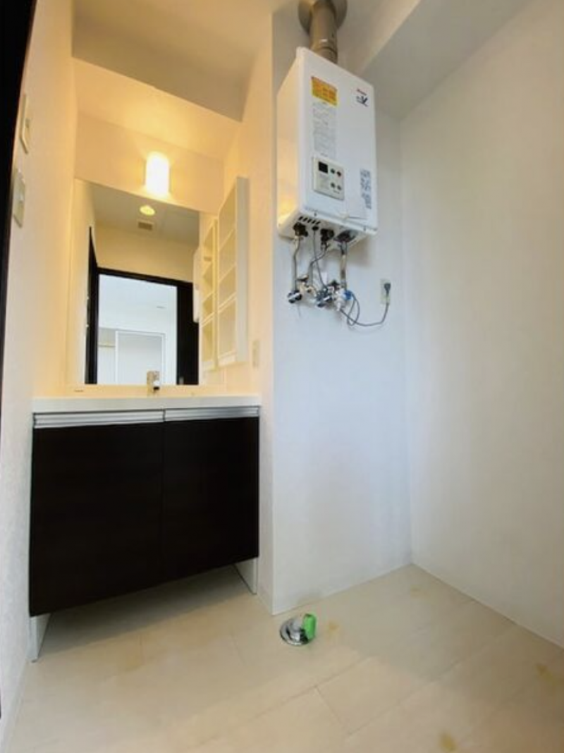 高級感のあるドレッサーと室内洗濯機置場兼脱衣所