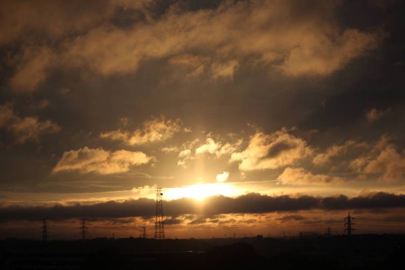 同じくベランダから夕日もきれいです