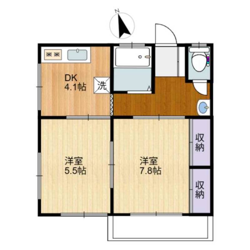 浴室ユニットバス。広々とした２DKです。