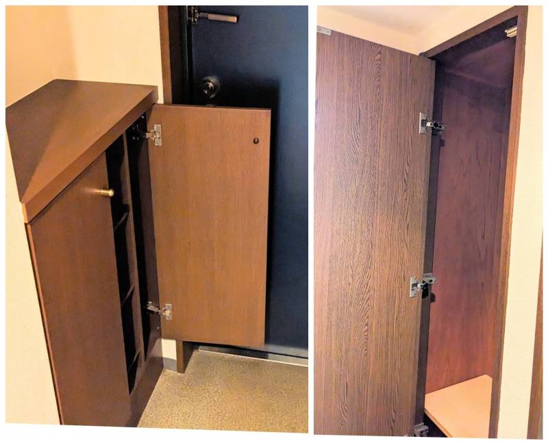 傾斜機能付大型シューズボックス、廊下に大型クローゼットあり