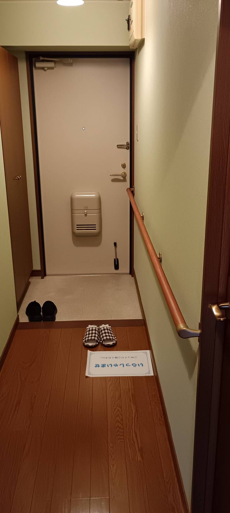 玄関から廊下まで手摺があるので靴を履く時も安心