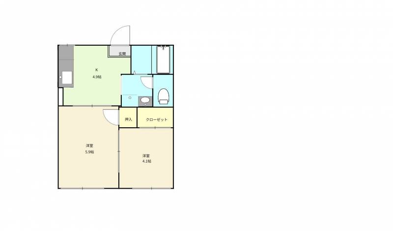 風呂トイレ別、キッチン大き目の使いやすい２K！