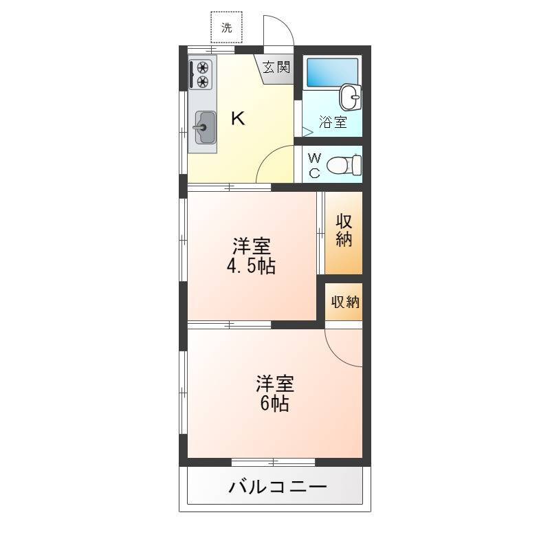 2DKです。新婚さん世帯でも使えます。