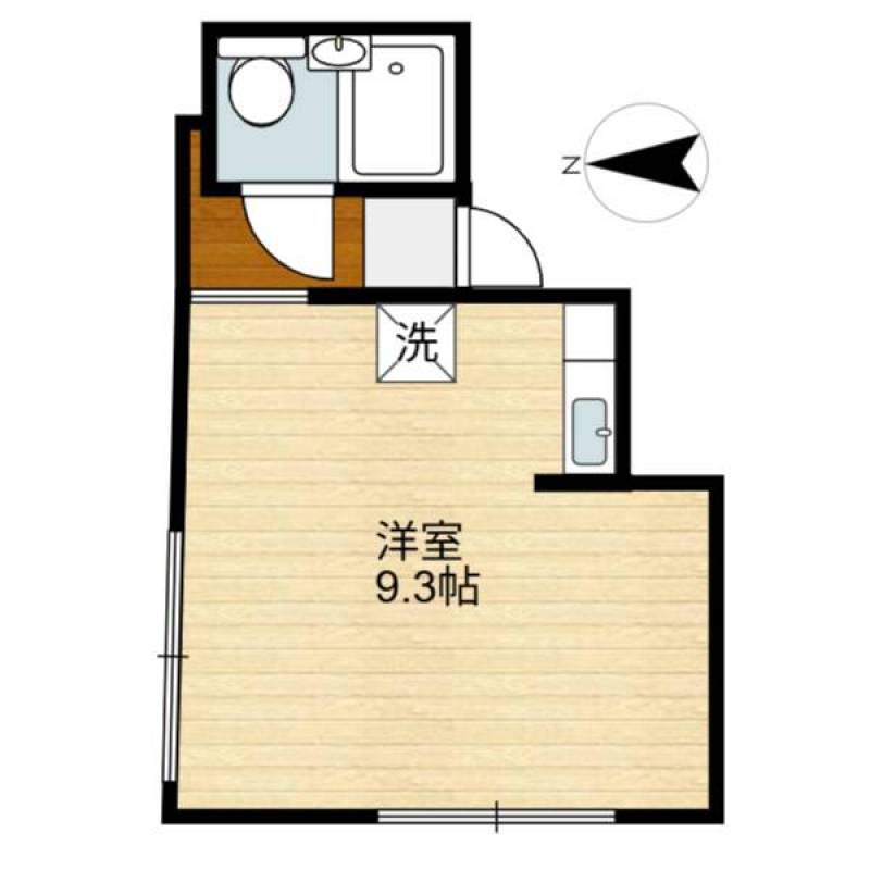 広々とした使い勝手の良い１R。掃除のしやすい3点ユニット。