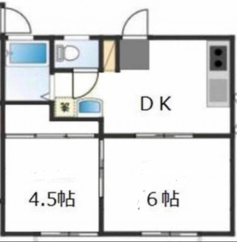 2DKのゆったりとした間取りです