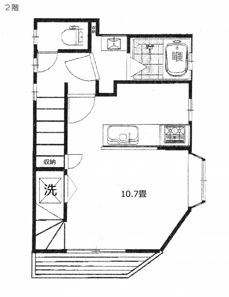 3階建ての２階部分の間取りです。
