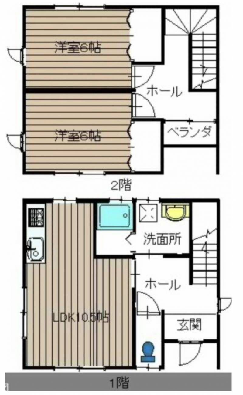 2LDKのメゾネットです。