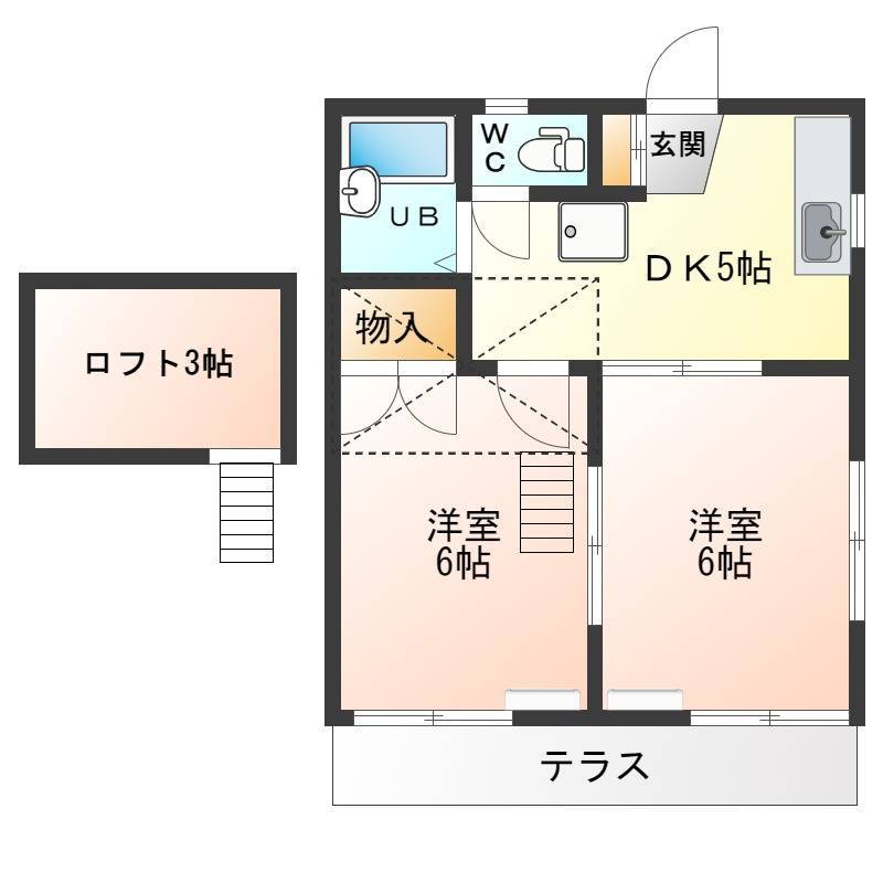 ベランダ表示部分がテラスになります。