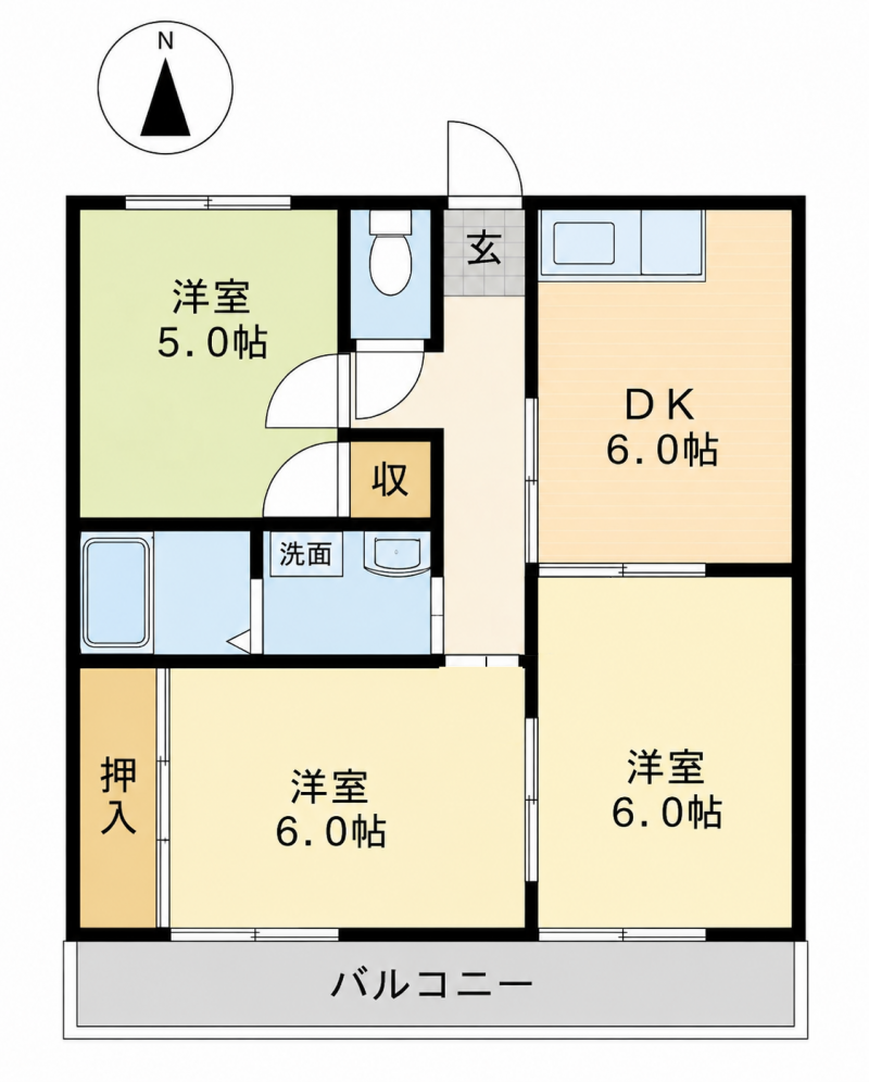 部屋数が多い3DK！