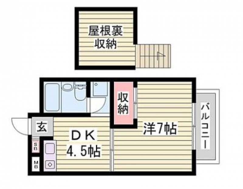 洋室から屋根裏部屋に上がれます