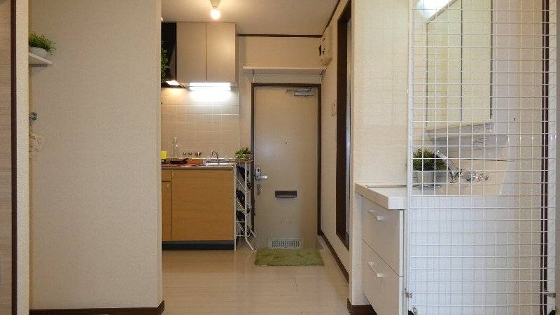 左の棚下は洗濯機スペースです