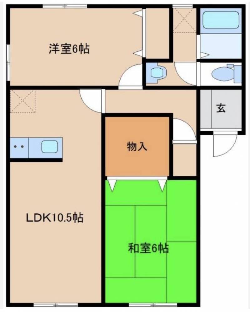 2LDKで広々とした間取りです