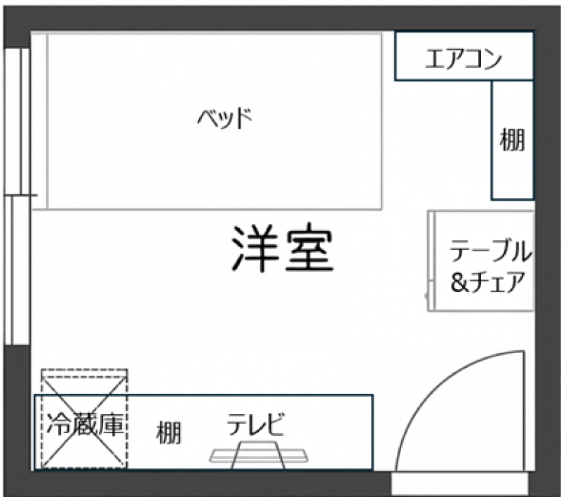 家具、家電付きであなただけのプライベート空間