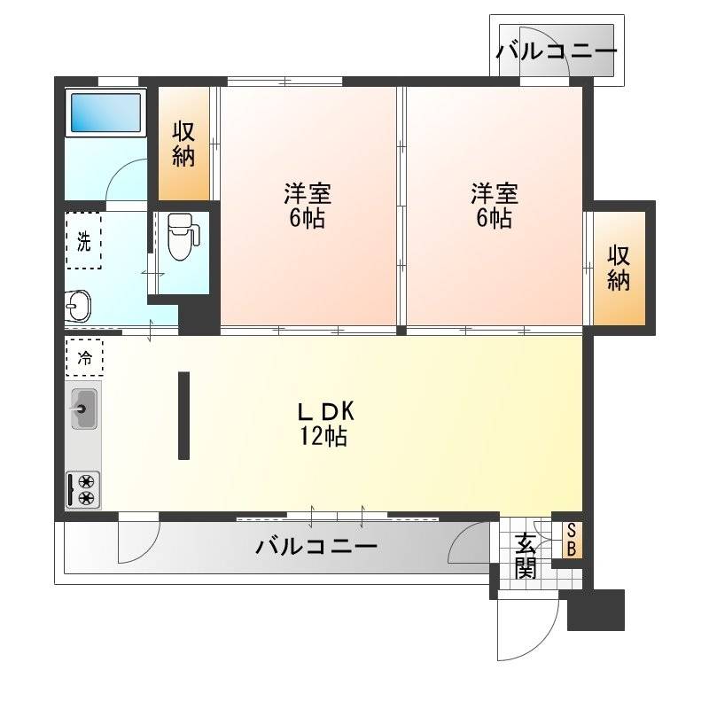 ♬広々２ＬＤＫ♬スライド扉の開閉で１ＬＤＫへ変更できます！