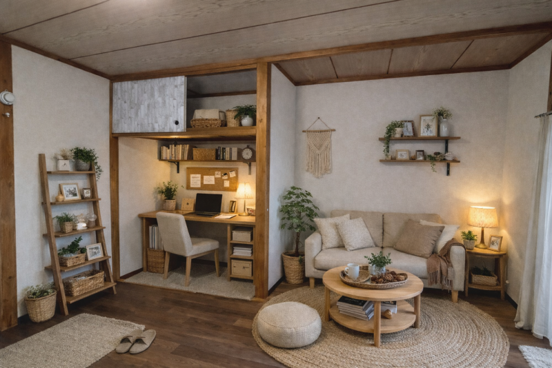 別の角度から見た洋室です！押入はデスクとしても使えます！